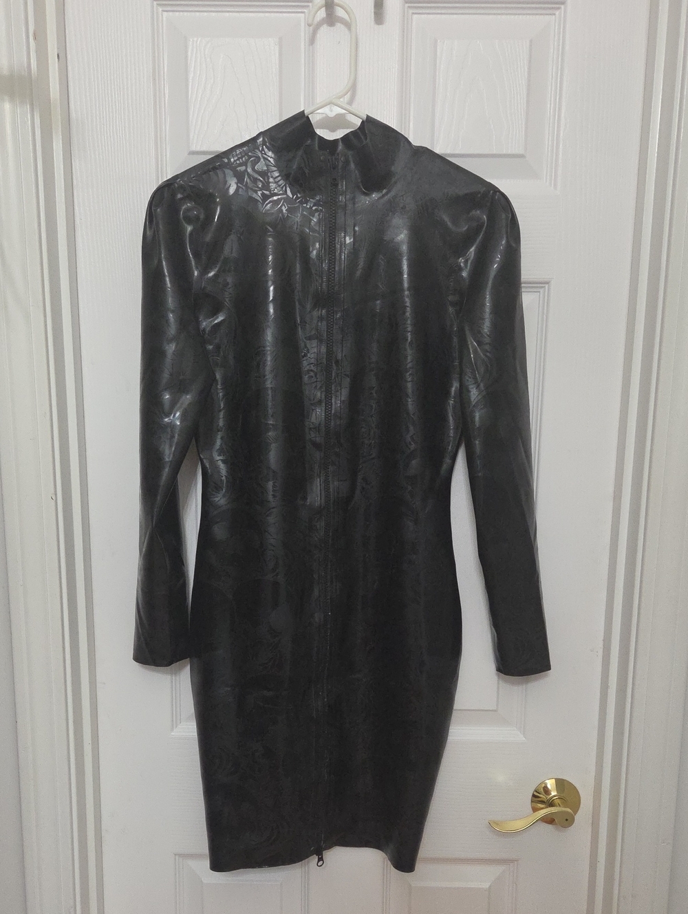 Rubber Latex Peter Domenie- Long-Sleeve 2 Way Zip Dress Size m